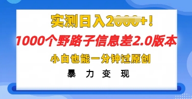 2025抖音1000个野路子信息差最新玩法,一分钟过原创,暴力变现月入几k-领航资源站