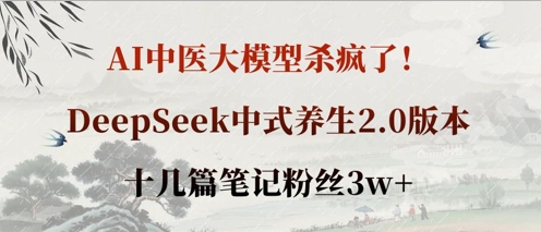 AI中医大模型杀疯了!DeepSeek中式养生2.0版本,十几篇笔记粉丝3w+-领航资源站