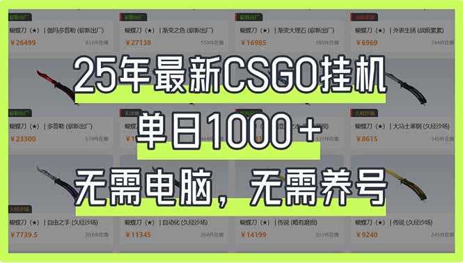(14178期)25年最新CSGO挂机系统,单日1000+,无需电脑,无需养号,0基础可上手-领航资源站