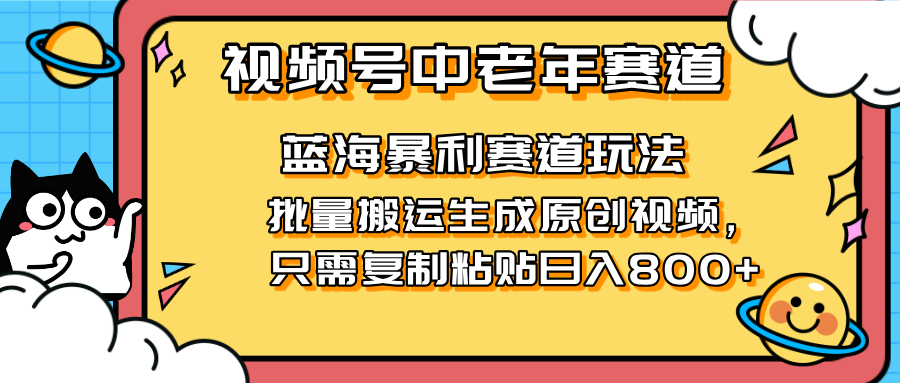 (14314期)2025视频号中老年短视频蓝海暴利风口!复制粘贴搬运视频单日赚800+,无...-领航资源站