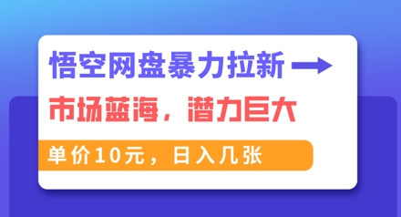 悟空网盘暴力拉新:一单10元,市场空白,日入几张-领航资源站