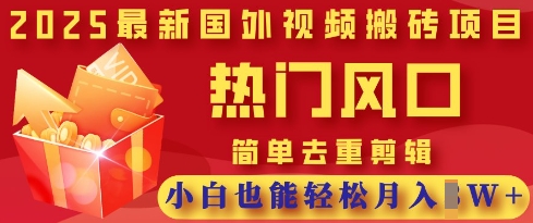 2025最新视频搬砖项目,热门风口,简单去重剪辑,小白也能轻松月入过W-领航资源站