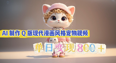 AI制作Q版现代漫画风格宠物视频,单日变现几张-领航资源站