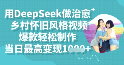 用DeepSeek做治愈乡村怀旧风格视频,爆款轻松制作,当日最高变现多张-领航资源站